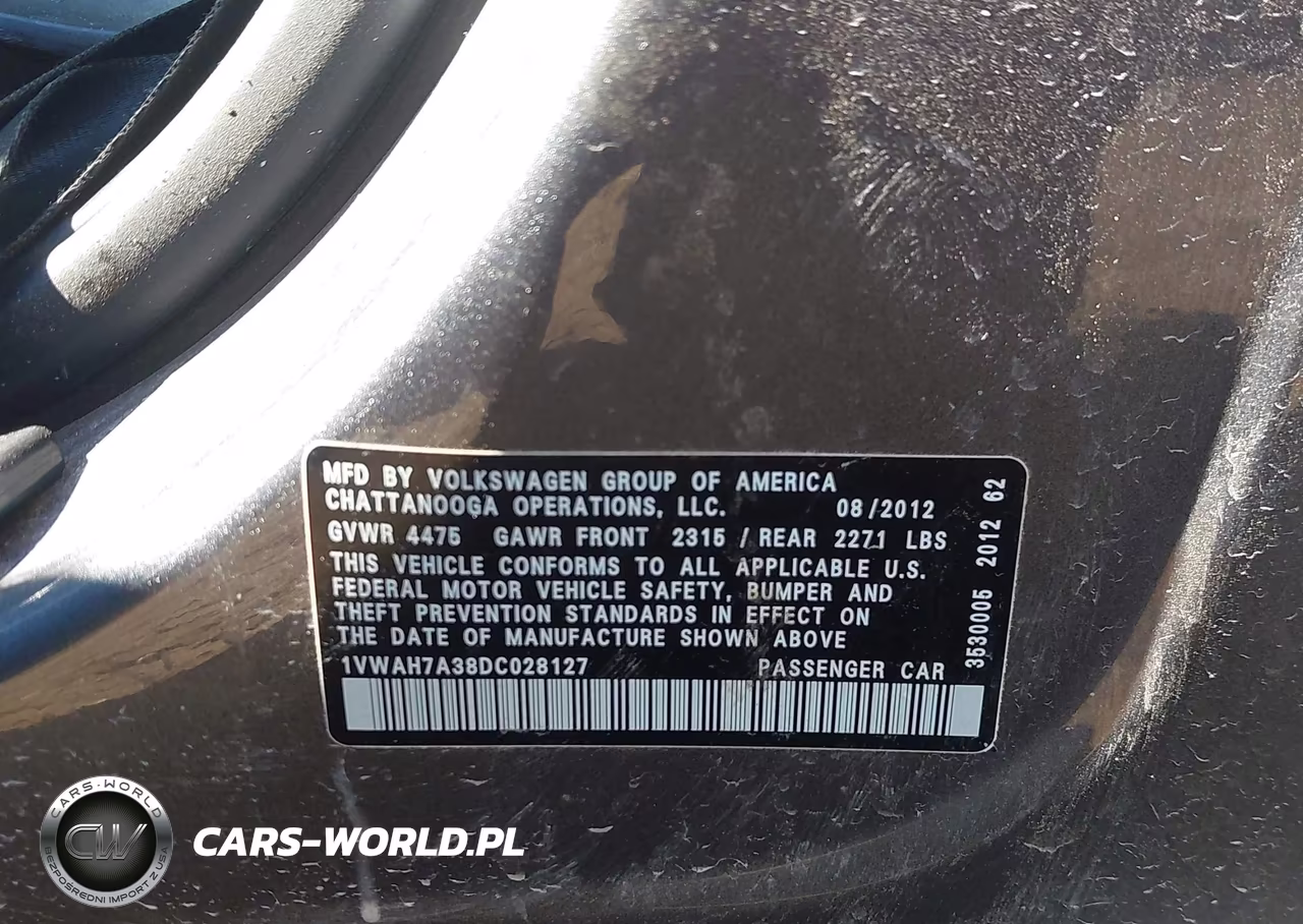 2013 Volkswagen Passat S VIN:1VWAH7A38DC028127 - 9