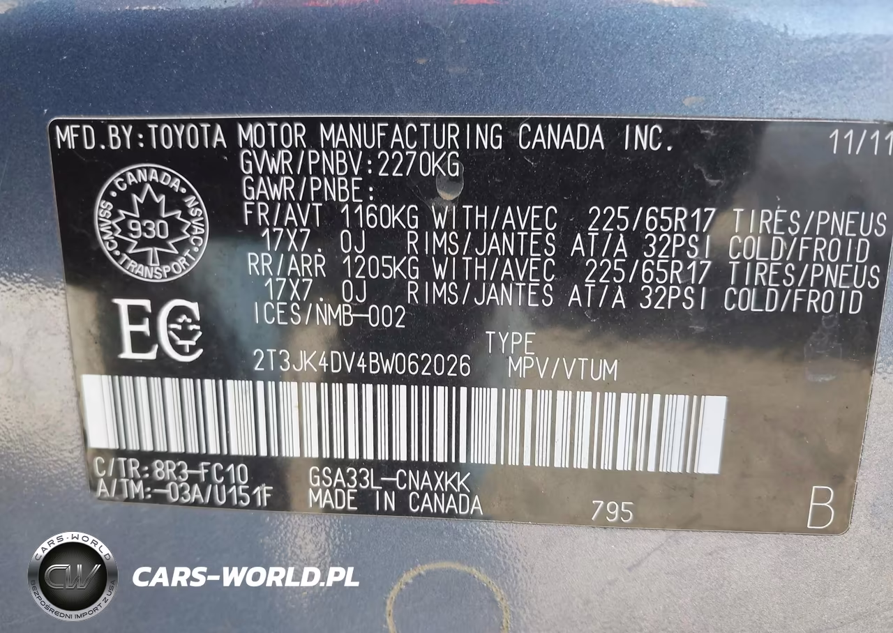 2011 Toyota Rav4 Base V6 VIN:2T3JK4DV4BW062026 - 9