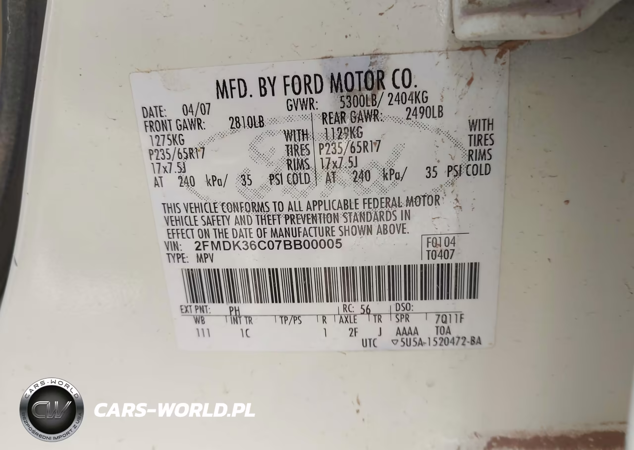2007 Ford Edge Se VIN:2FMDK36C07BB00005 - 9