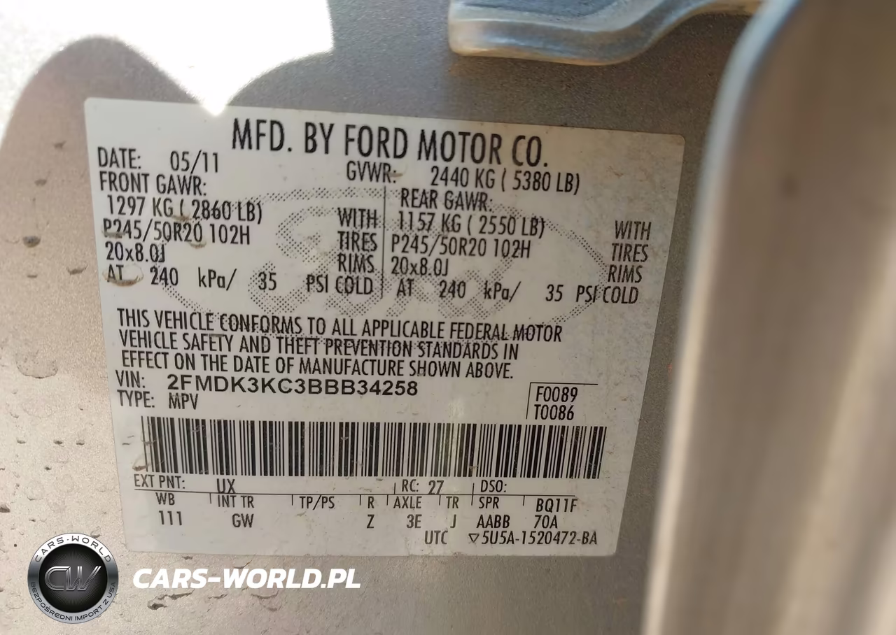 2011 Ford Edge Limited VIN:2FMDK3KC3BBB34258 - 9