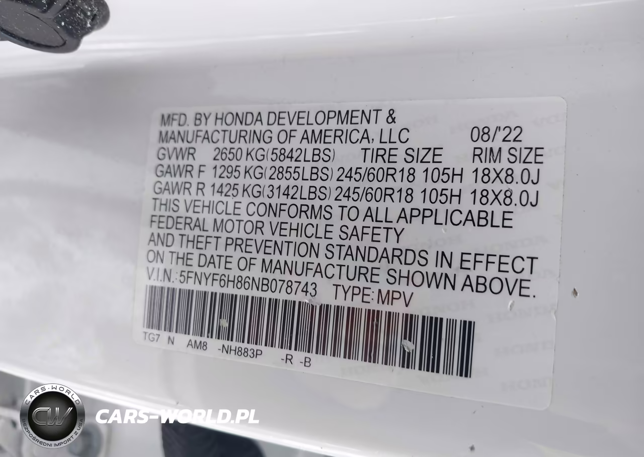 2022 Honda Pilot Awd Trailsport VIN:5FNYF6H86NB078743 - 9
