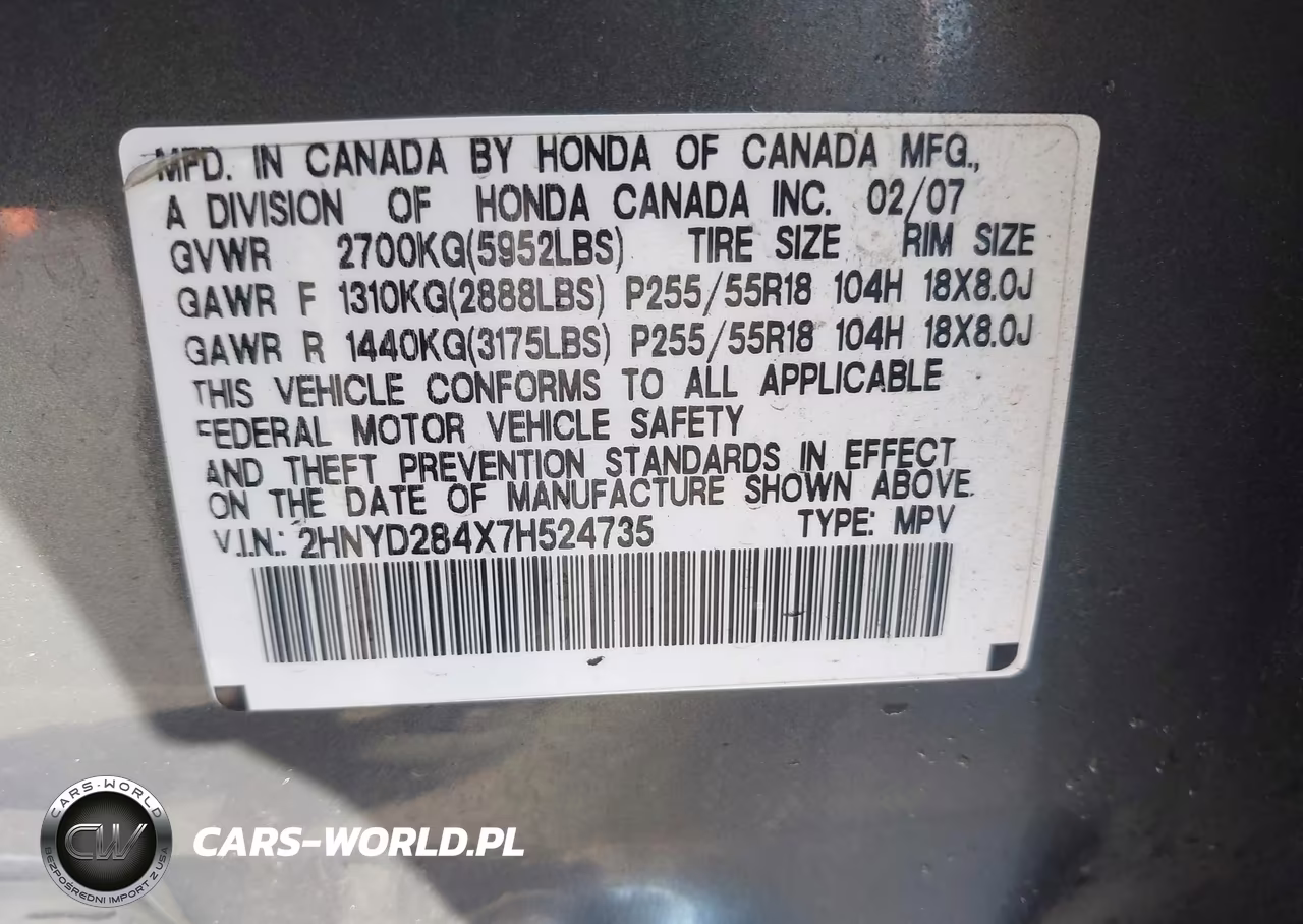 2007 Acura Mdx Technology Package VIN:2HNYD284X7H524735 - 9