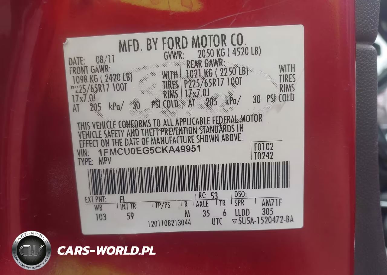 2012 Ford Escape Limited VIN:1FMCU0EG5CKA49951 - 9