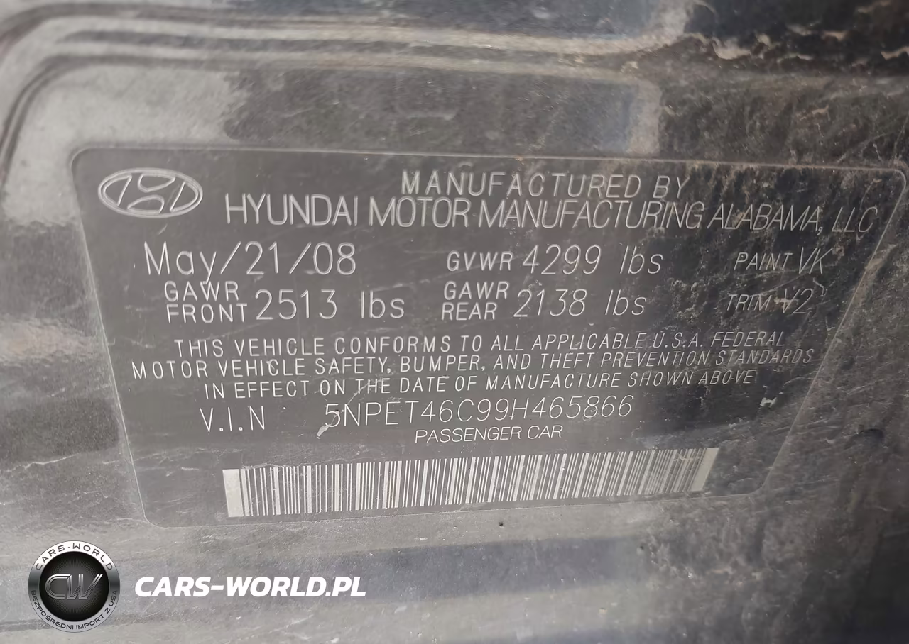 2009 Hyundai Sonata Gls VIN:5NPET46C99H465866 - 9
