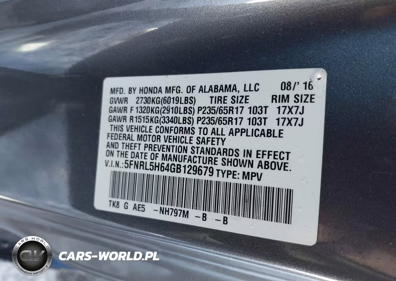 2016 Honda Odyssey Ex-L VIN:5FNRL5H64GB129679 - 9