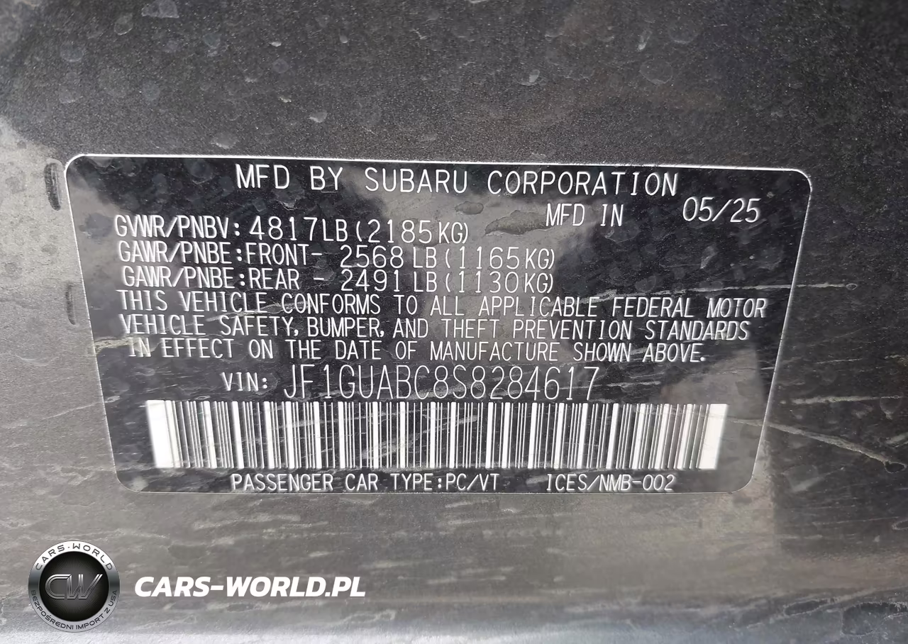 2025 Subaru Impreza Base 5-Door VIN:JF1GUABC8S8284617 - 9