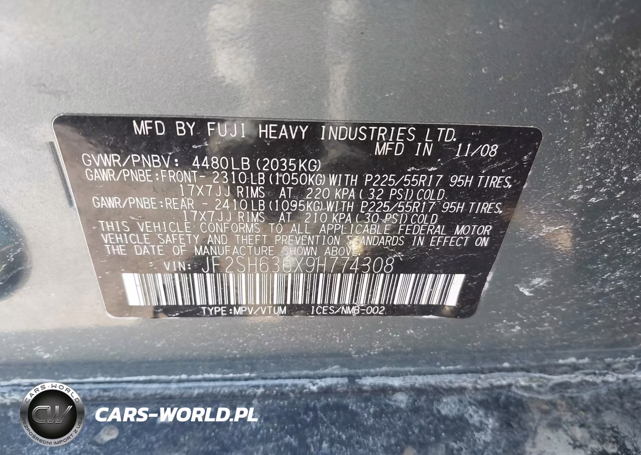 2009 Subaru Forester 2.5X VIN:JF2SH636X9H774308 - 9