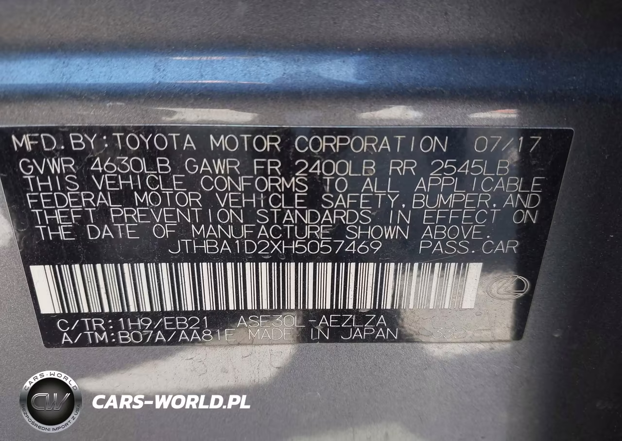 2017 Lexus Is 200T VIN:JTHBA1D2XH5057469 - 9