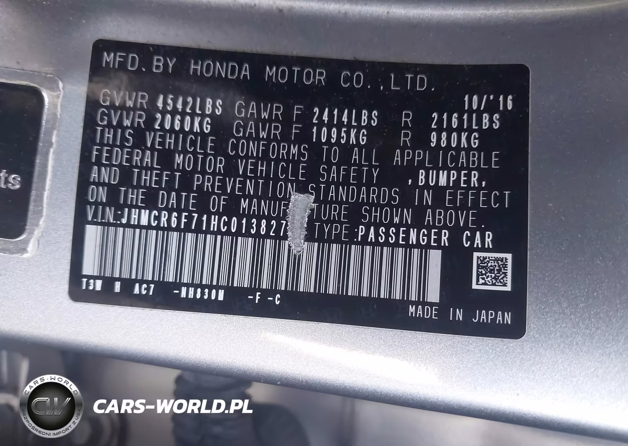 2017 Honda Accord Hybrid Touring VIN:JHMCR6F71HC013827 - 9