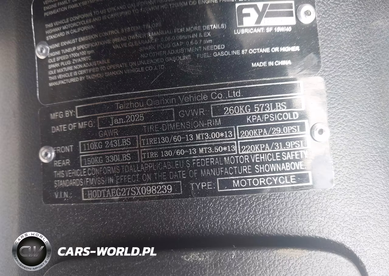 2025 Taizhou Scotter VIN:H0DTAEG27SX098239 - 10