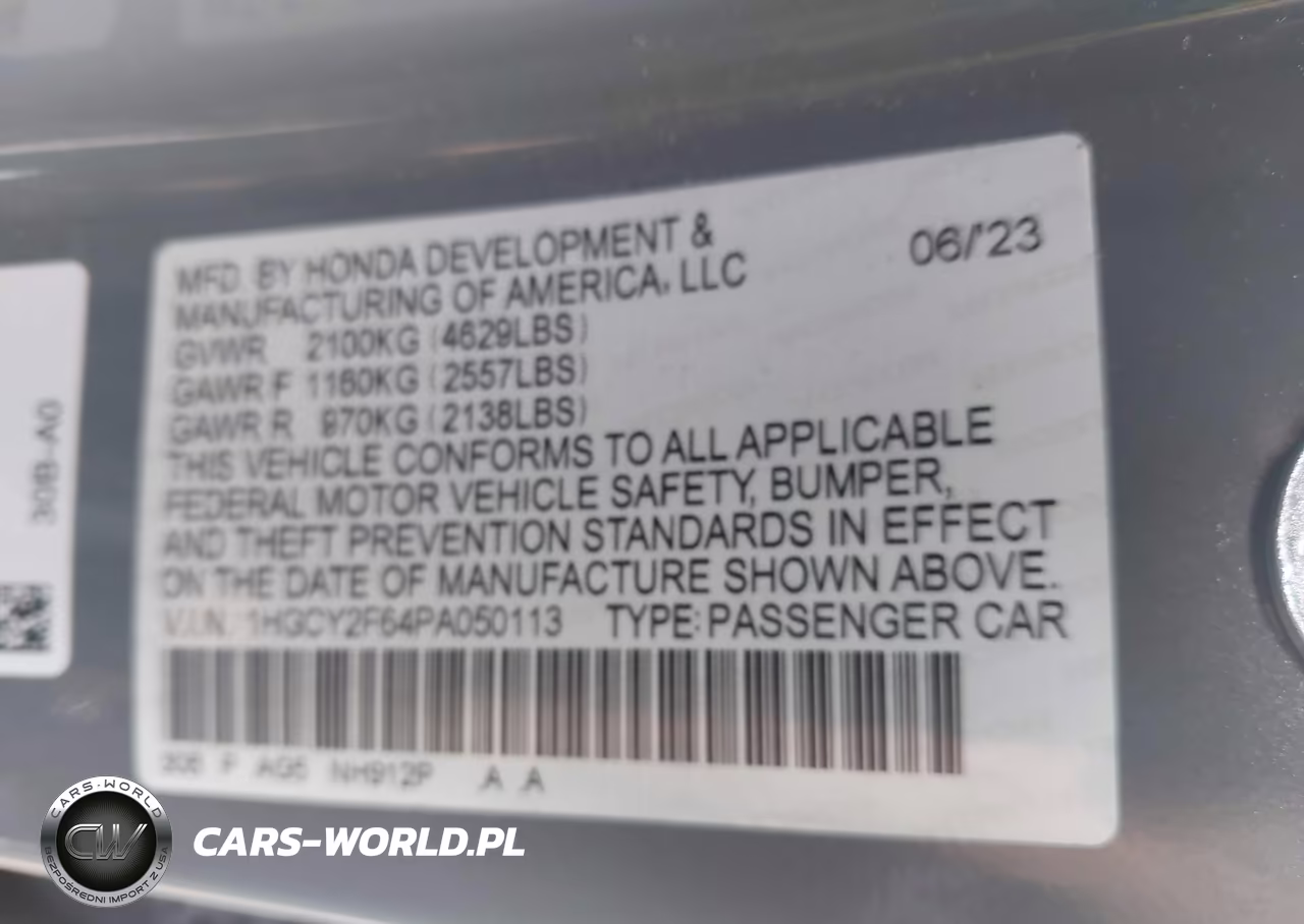 2023 Honda Accord Hybrid Ex-L VIN:1HGCY2F64PA050113 - 9
