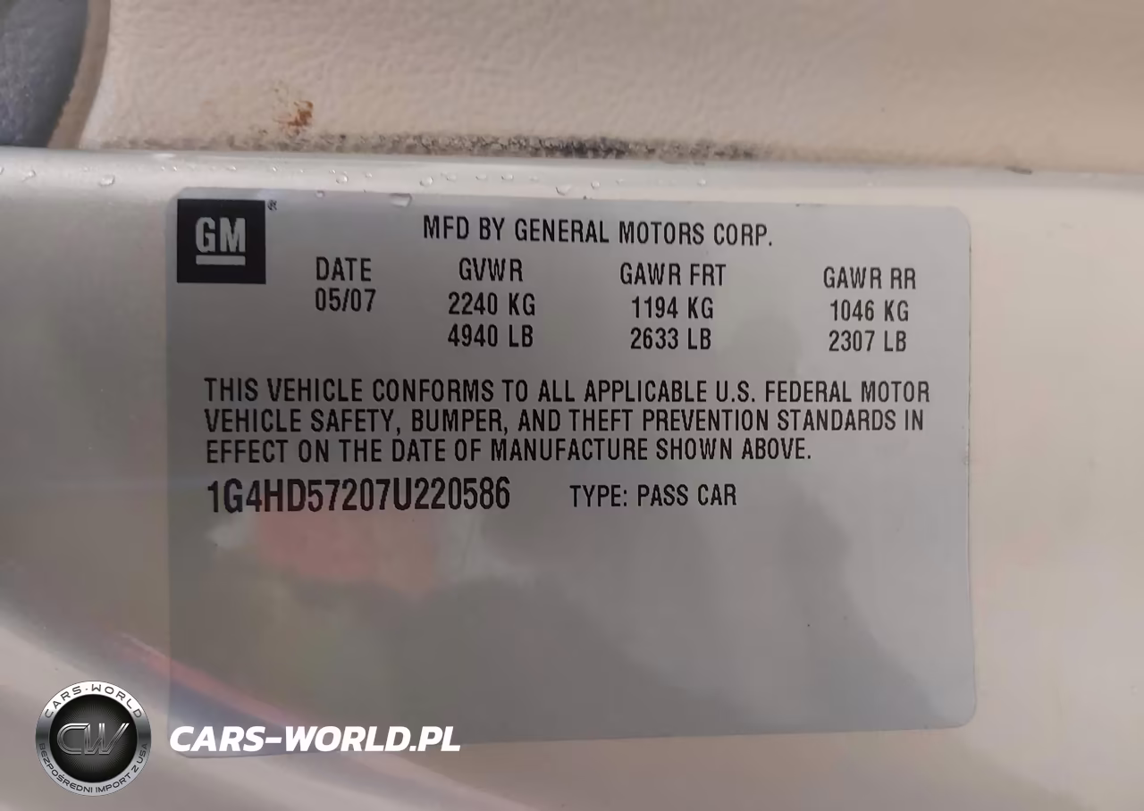 2007 Buick Lucerne Cxl VIN:1G4HD57207U220586 - 9