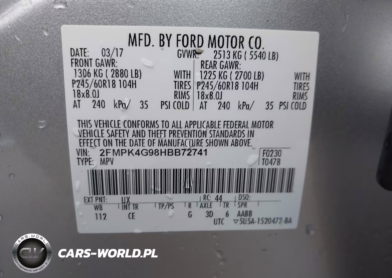 2017 FORD EDGE SE VIN:2FMPK4G98HBB72741 - 9