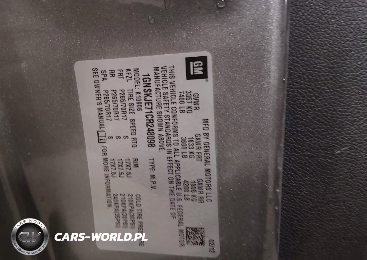 2012 Chevrolet Suburban 1500 Lt VIN:1GNSKJE71CR248098 - 9