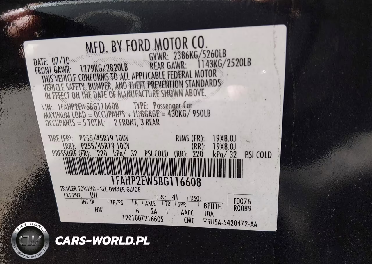 2011 Ford Taurus Sel VIN:1FAHP2EW5BG116608 - 9