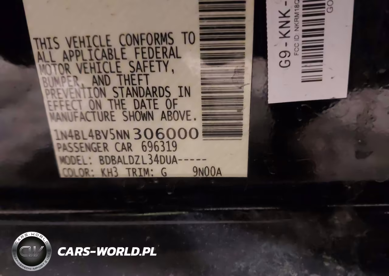 2022 Nissan Altima S Fwd VIN:1N4BL4BV5NN306000 - 9