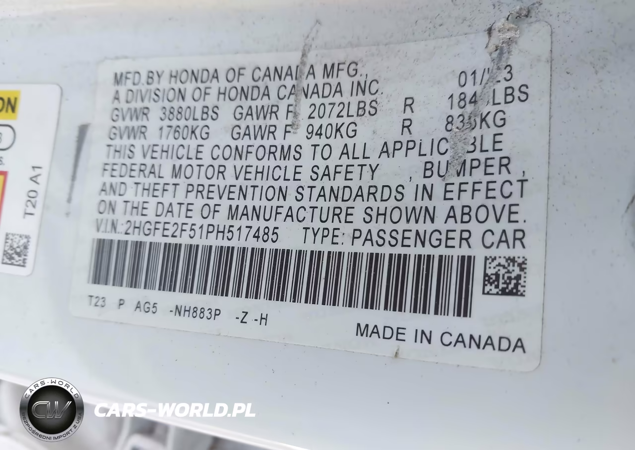 2023 Honda Civic Sport VIN:2HGFE2F51PH517485 - 9