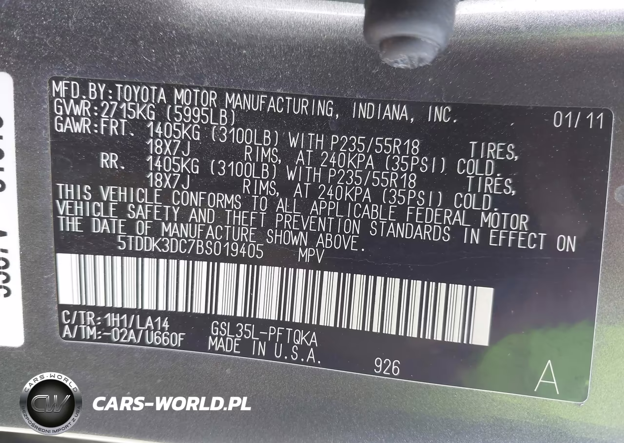2011 Toyota Sienna Limited VIN:5TDDK3DC7BS019405 - 9