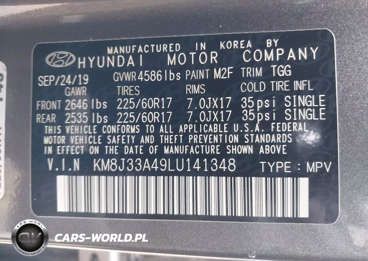 2020 Hyundai Tucson Value VIN:KM8J33A49LU141348 - 9