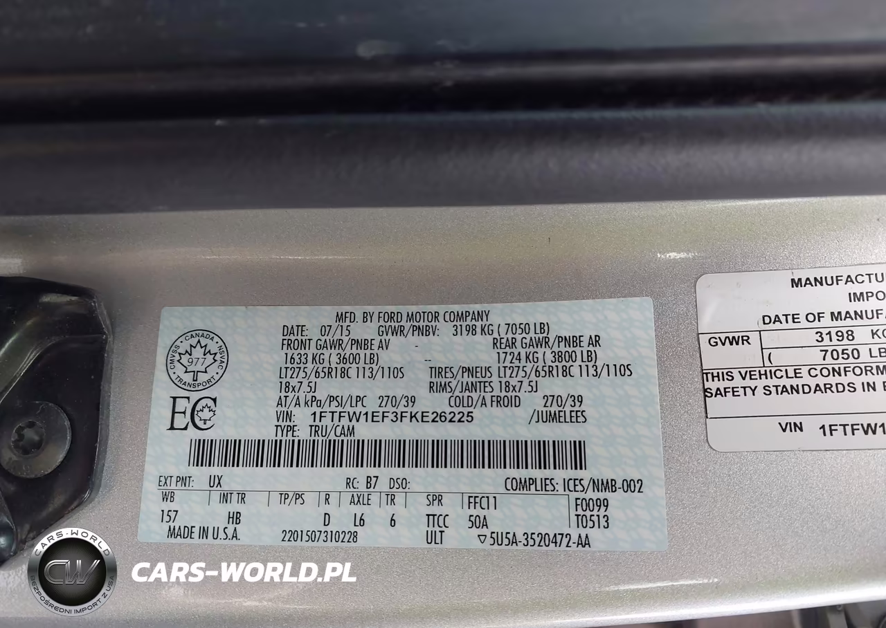 2015 Ford F-150 Lariat VIN:1FTFW1EF3FKE26225 - 9