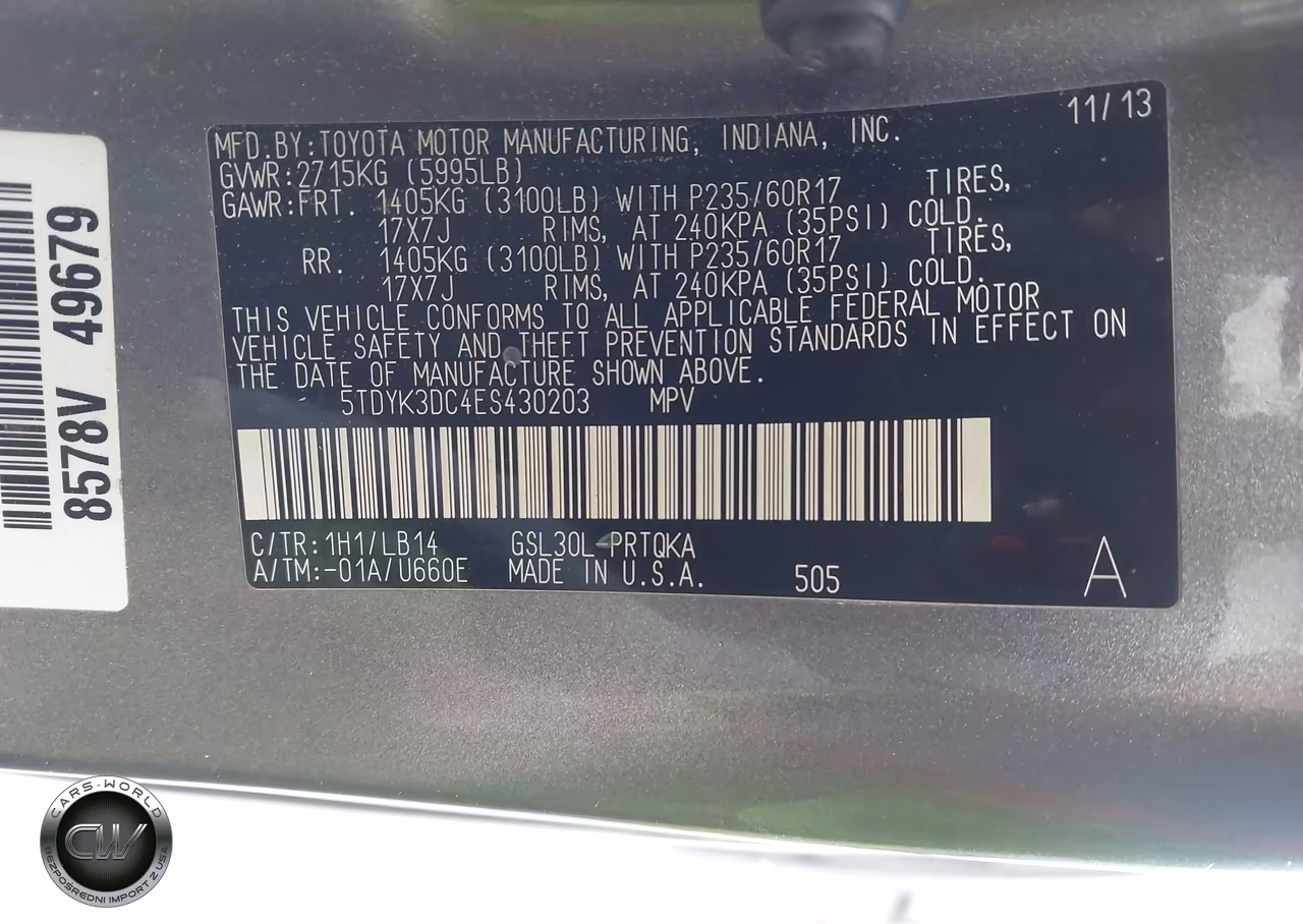 2014 Toyota Sienna Xle V6 8 Passenger VIN:5TDYK3DC4ES430203 - 9