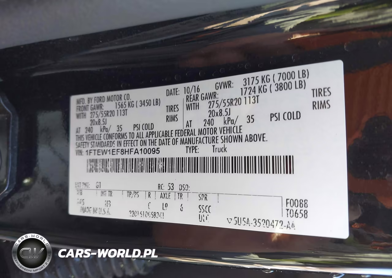2017 Ford F-150 Lariat VIN:1FTEW1EF8HFA10095 - 9
