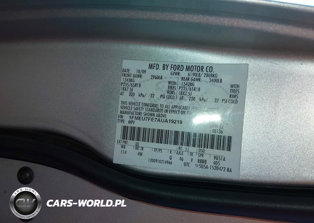 2010 Ford Explorer Limited VIN:1FMEU7FE7AUA19219 - 9