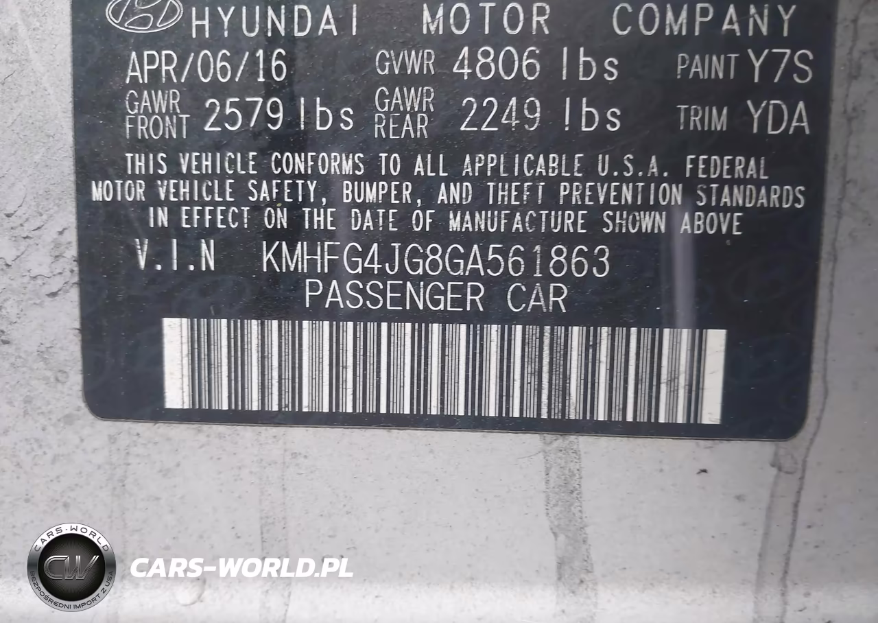 2016 Hyundai Azera VIN:KMHFG4JG8GA561863 - 9