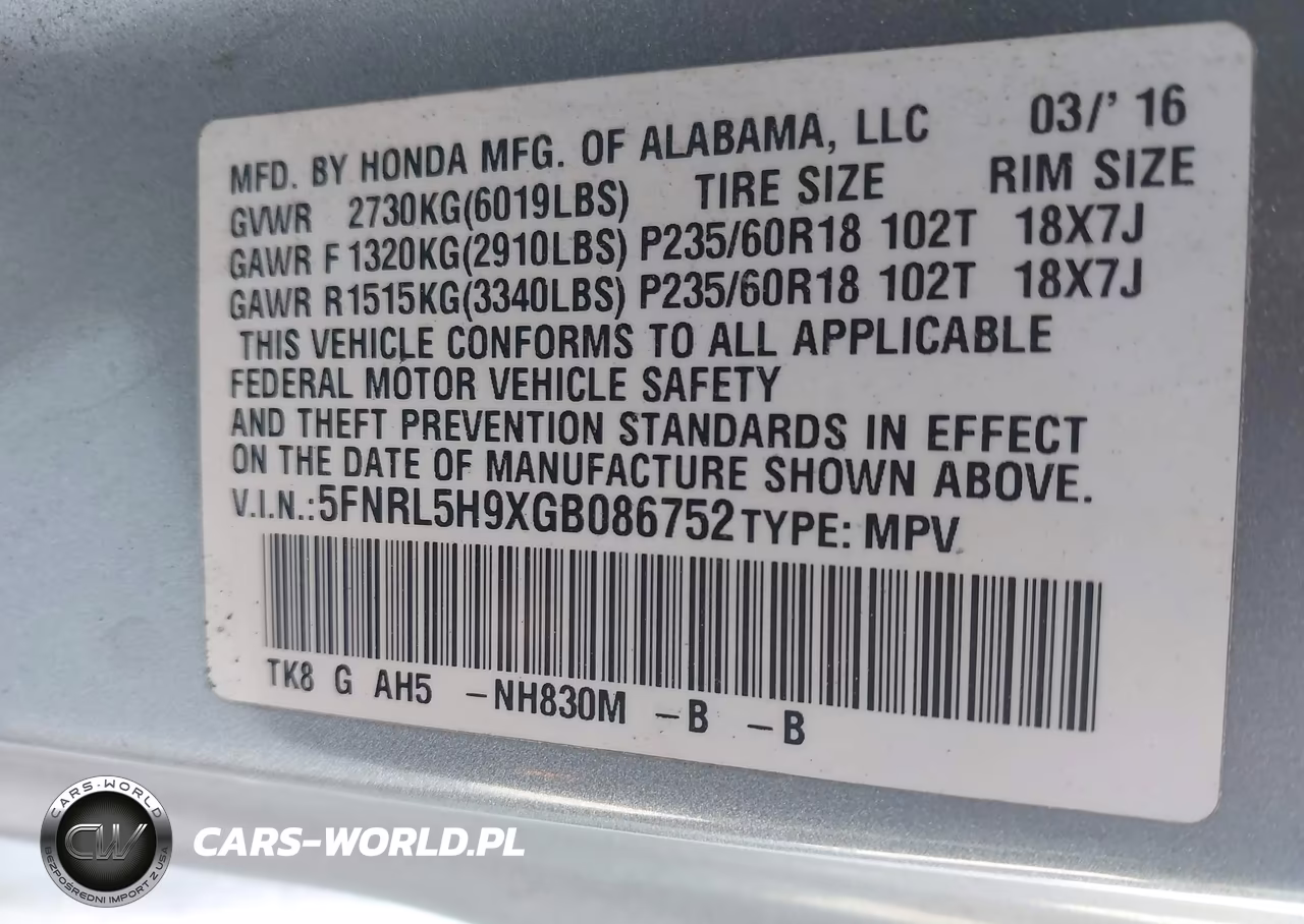 2016 Honda Odyssey Touring-Touring Elite VIN:5FNRL5H9XGB086752 - 9