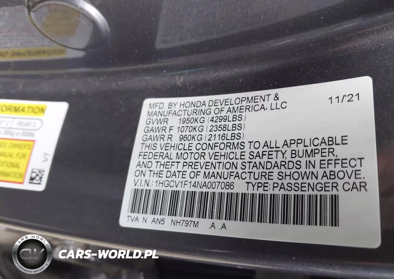 2022 Honda Accord Lx VIN:1HGCV1F14NA007086 - 9