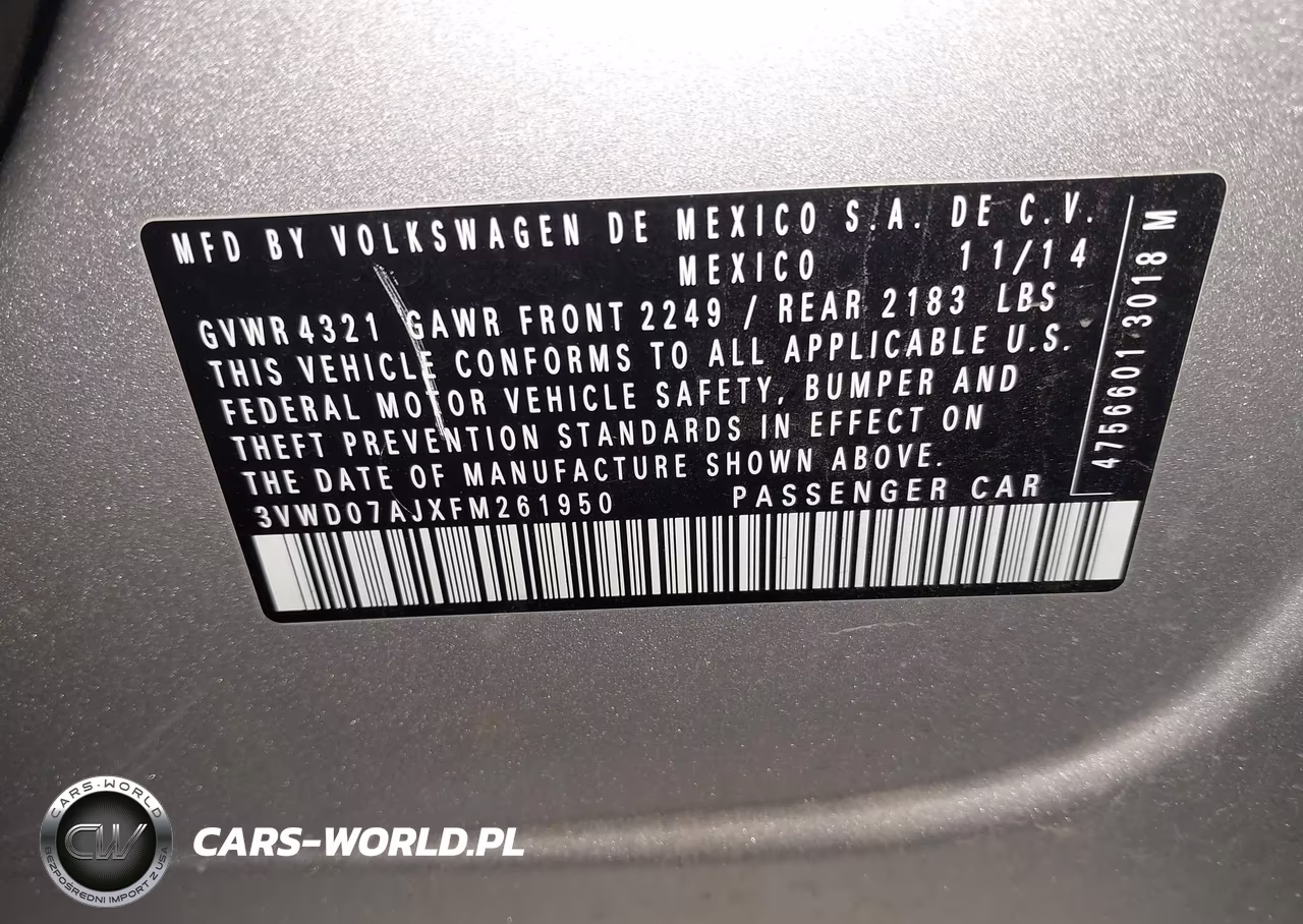 2015 Volkswagen Jetta 1.8T Se VIN:3VWD07AJXFM261950 - 9