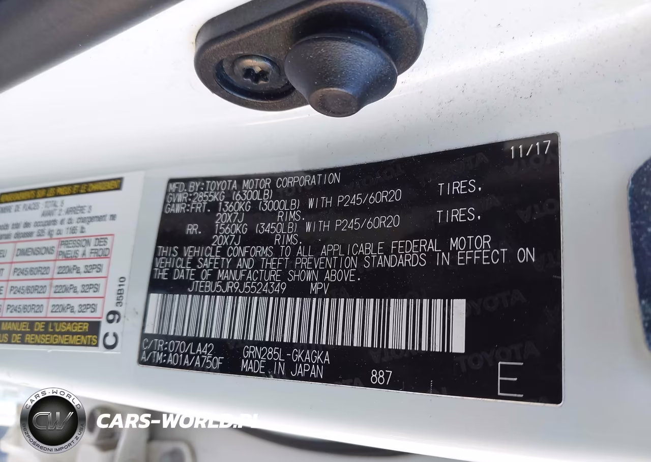 2018 Toyota 4Runner Limited VIN:JTEBU5JR9J5524349 - 9