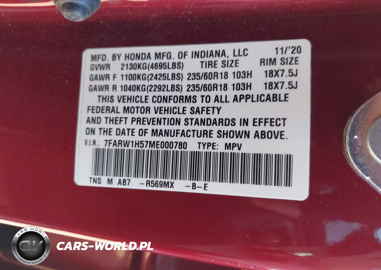 2021 Honda Cr-V 2Wd Ex VIN:7FARW1H57ME000780 - 9
