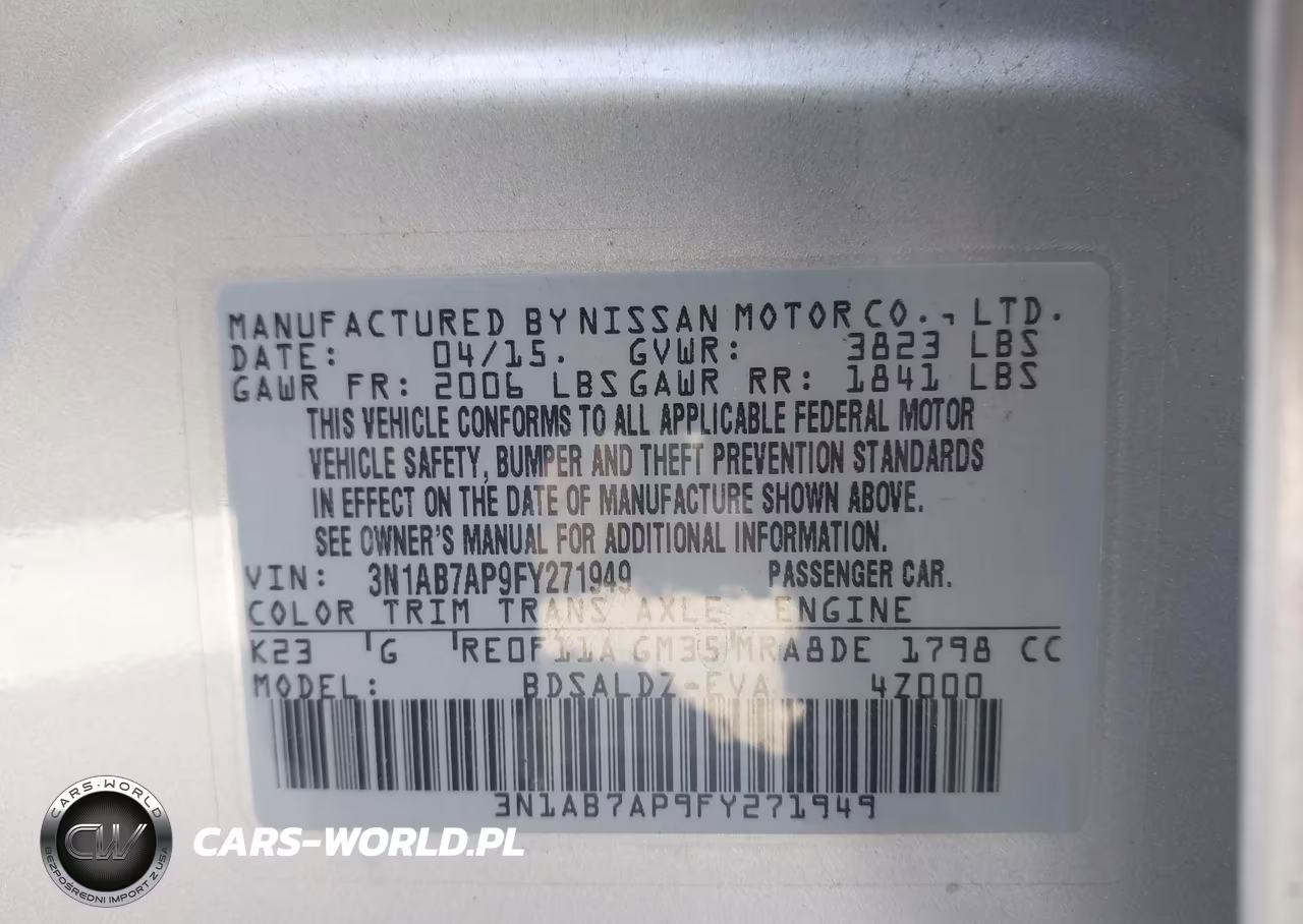2015 Nissan Sentra Sv VIN:3N1AB7AP9FY271949 - 9