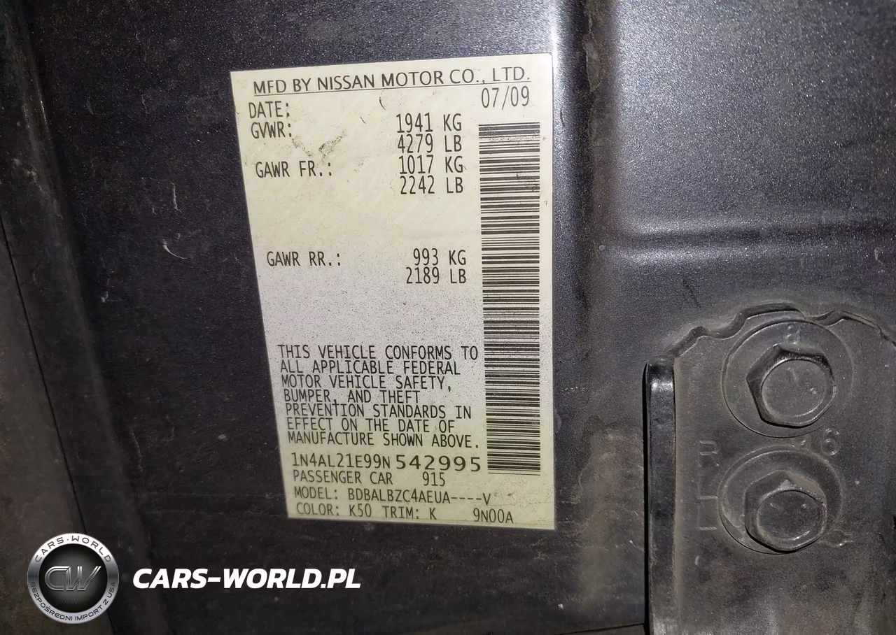 2009 Nissan Altima 2.5 S VIN:1N4AL21E99N542995 - 9