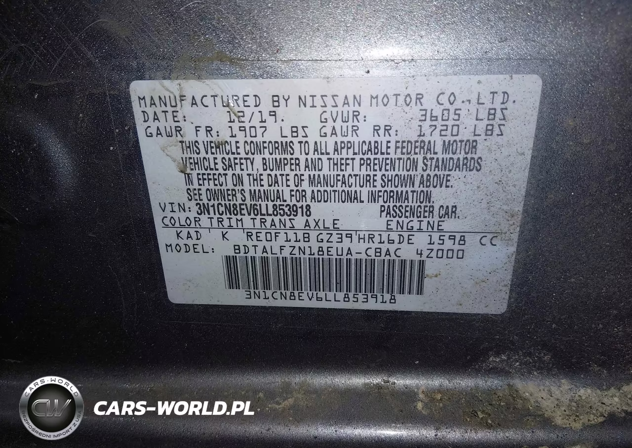 2020 Nissan Versa Sv Xtronic Cvt VIN:3N1CN8EV6LL853918 - 9