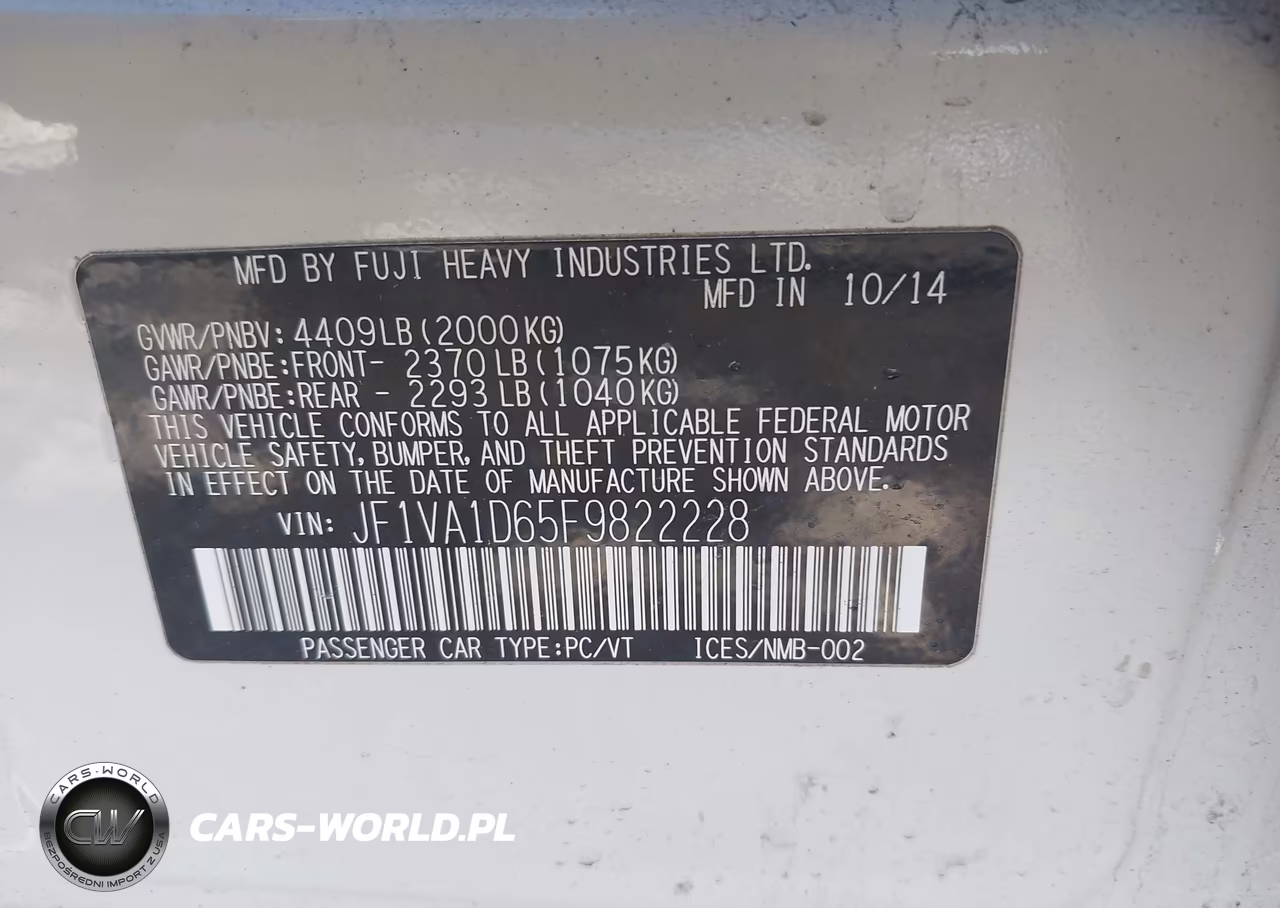 2015 Subaru Wrx Premium VIN:JF1VA1D65F9822228 - 9