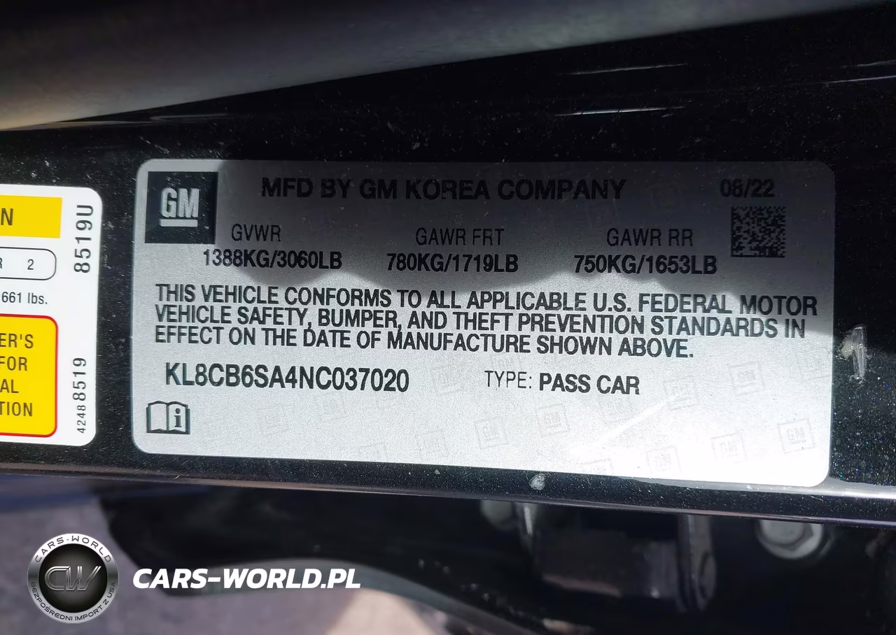 2022 Chevrolet Spark Fwd Ls Automatic VIN:KL8CB6SA4NC037020 - 9