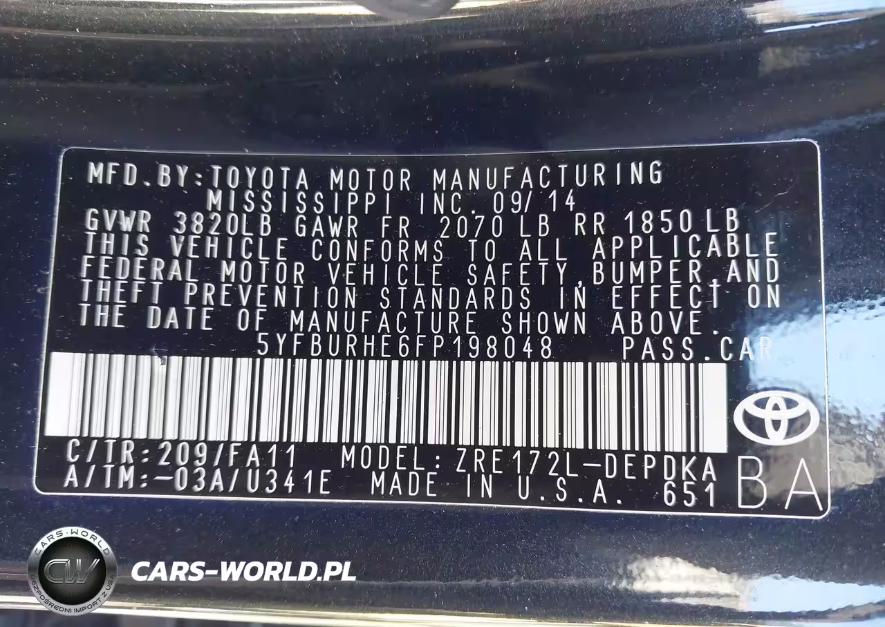 2015 Toyota Corolla L VIN:5YFBURHE6FP198048 - 9