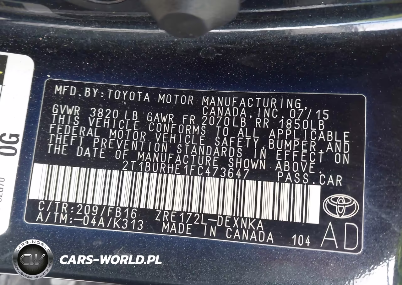 2015 Toyota Corolla Le VIN:2T1BURHE1FC473647 - 9