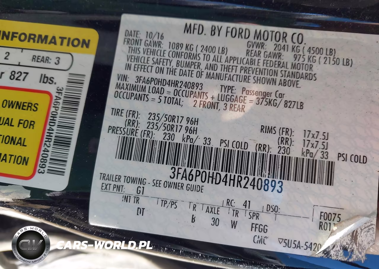 2017 Ford Fusion Se VIN:3FA6P0HD4HR240893 - 9