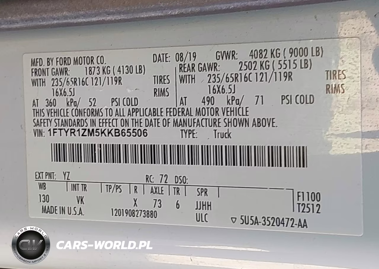 2019 Ford Transit-250 VIN:1FTYR1ZM5KKB65506 - 9