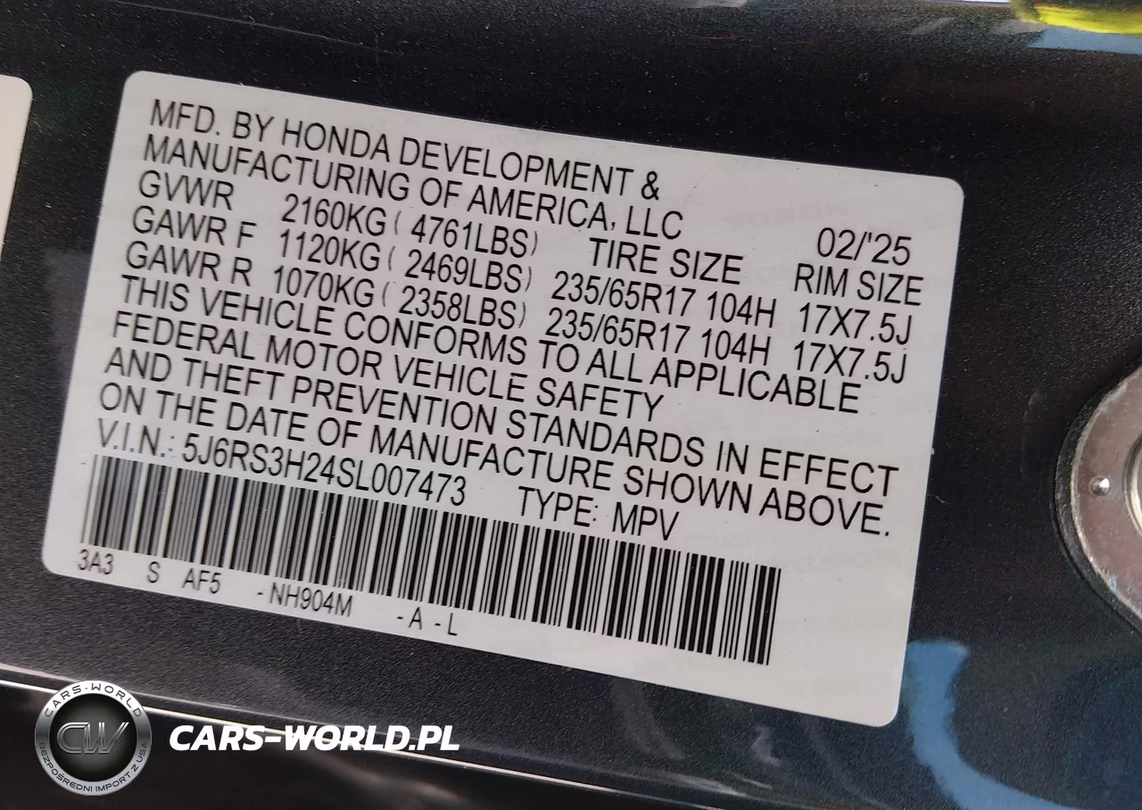 2025 Honda Cr-V Lx 2Wd VIN:5J6RS3H24SL007473 - 9