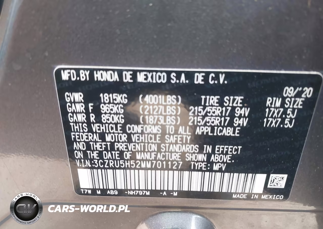 2021 Honda Hr-V 2Wd Ex VIN:3CZRU5H52MM701127 - 9