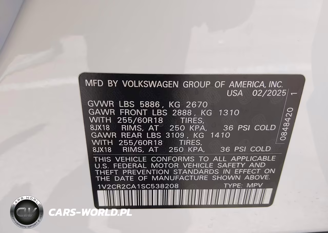 2025 Volkswagen Atlas 2.0T Peak Edition VIN:1V2CR2CA1SC538208 - 9