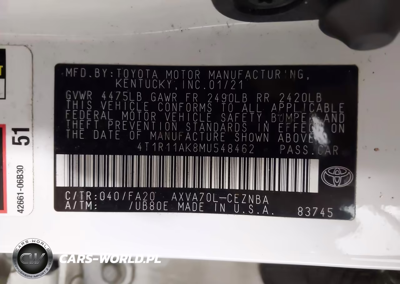 2021 Toyota Camry Le VIN:4T1R11AK8MU548462 - 9
