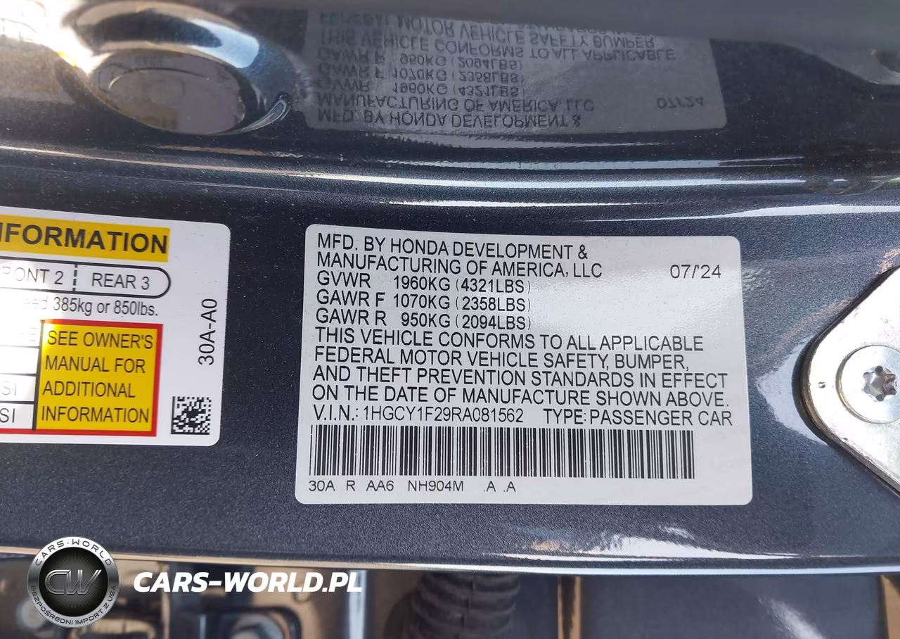 2024 Honda Accord Lx VIN:1HGCY1F29RA081562 - 9