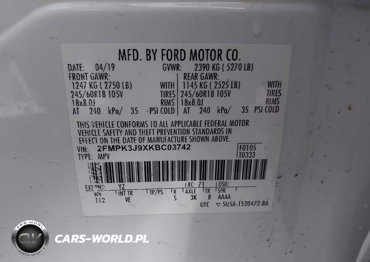 2019 Ford Edge Sel VIN:2FMPK3J9XKBC03742 - 9