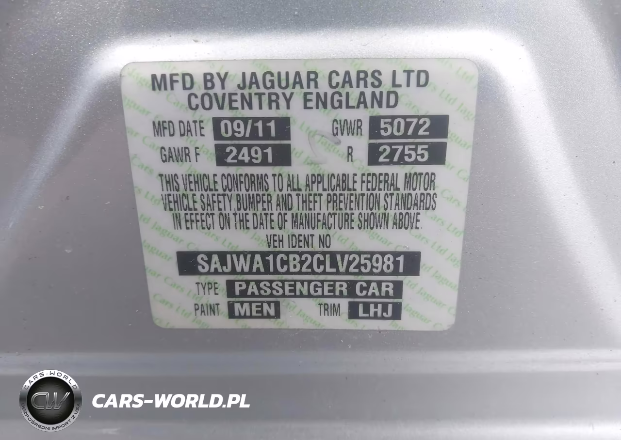 2012 Jaguar Xj VIN:SAJWA1CB2CLV25981 - 9