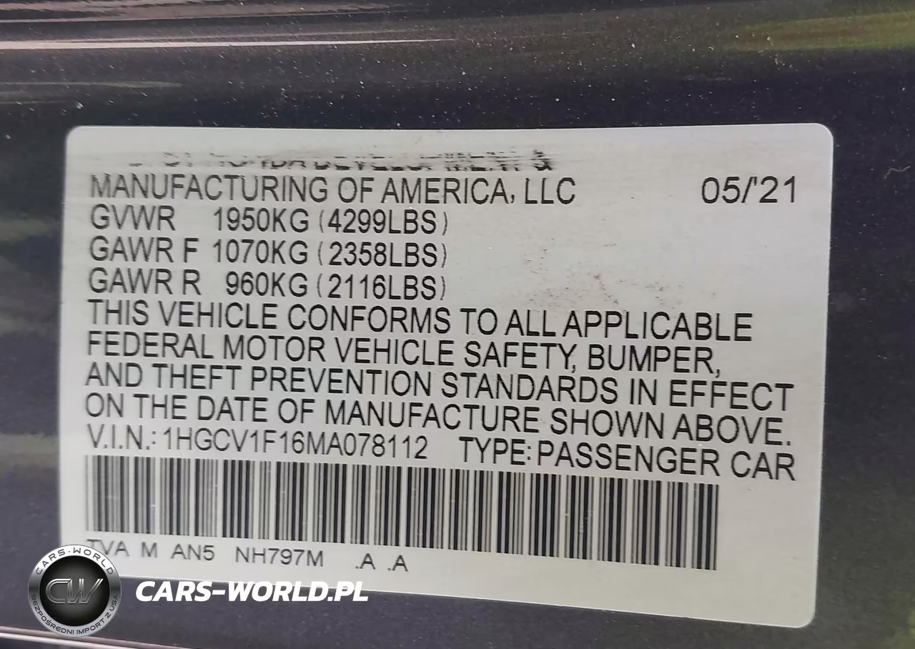 2021 Honda Accord Lx VIN:1HGCV1F16MA078112 - 9